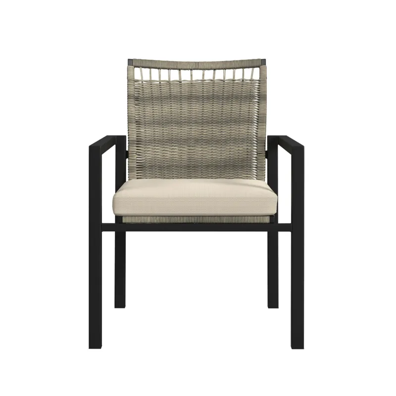 Luffy Dining Chair with Olefin Beige in Black (2 Per Carton)