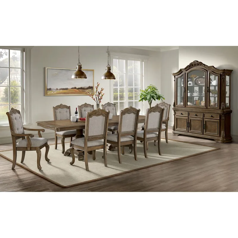 Madison Park Dining Arm Chair with Beige Fabric in Walnut (2 Per Carton)
