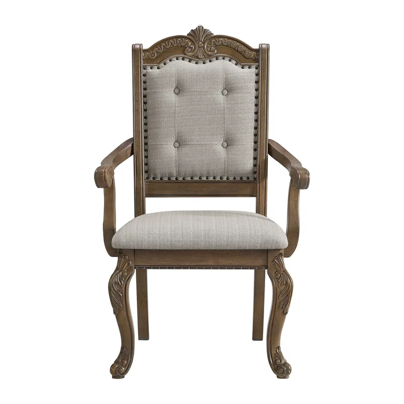 Madison Park Dining Arm Chair with Beige Fabric in Walnut (2 Per Carton)