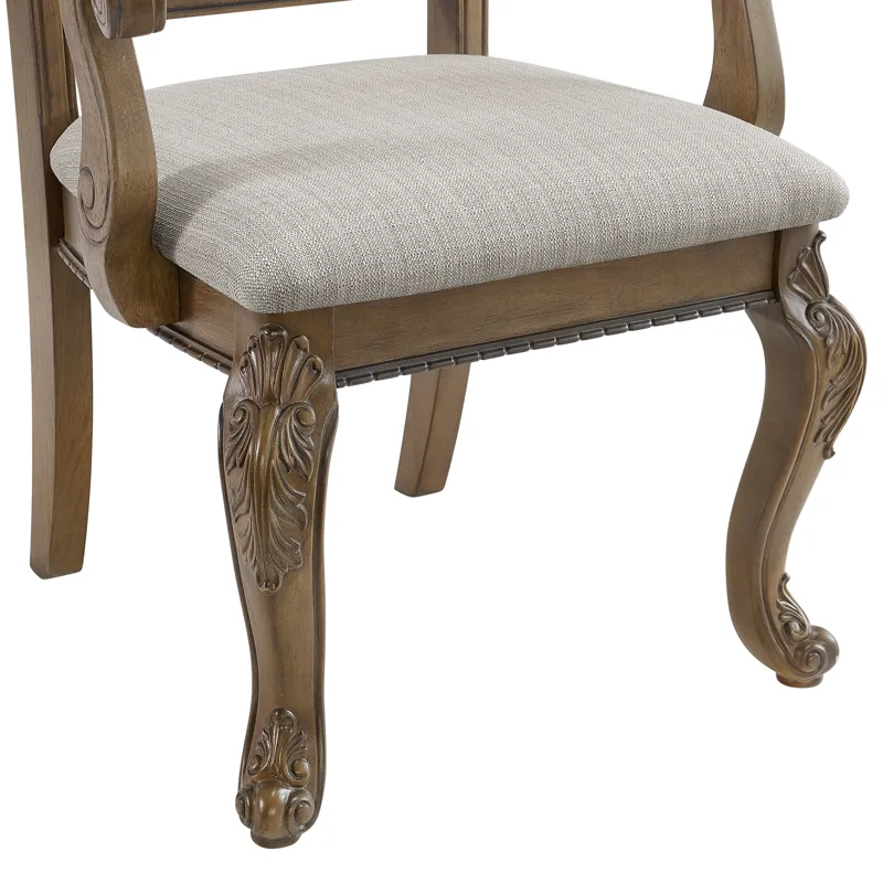 Madison Park Dining Arm Chair with Beige Fabric in Walnut (2 Per Carton)