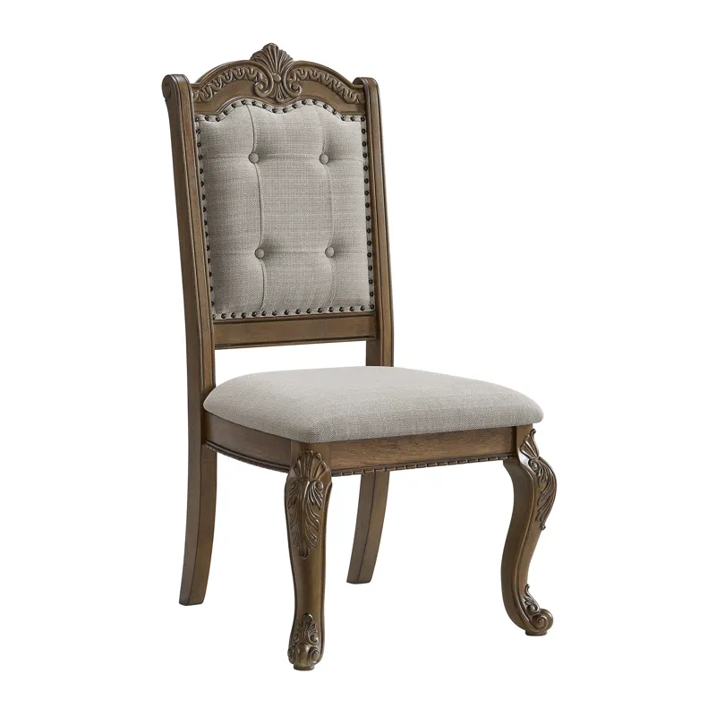 Madison Park Dining Side Chair with Beige Fabric in Walnut (2 Per Carton)