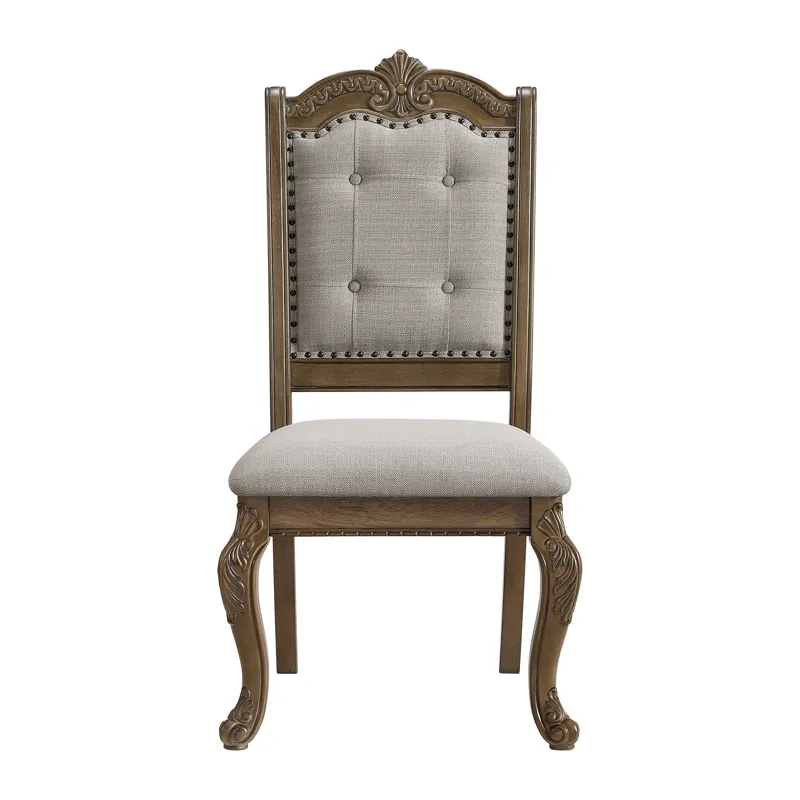 Madison Park Dining Side Chair with Beige Fabric in Walnut (2 Per Carton)