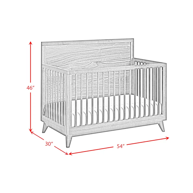 Malia Crib with High Headboard and Guardrail in Walnut