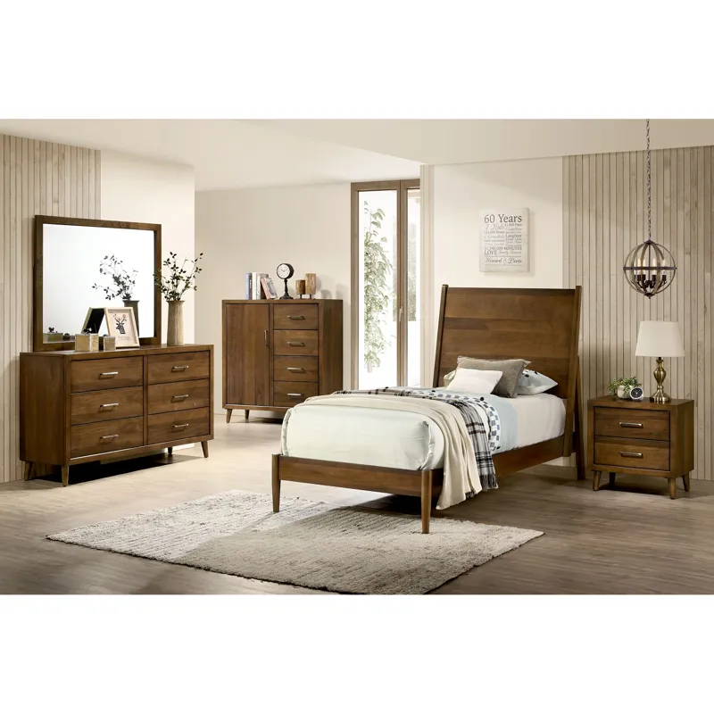 Malibu Twin Panel Bed in Walnut