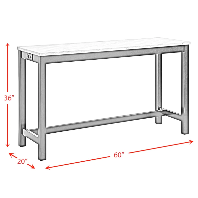 Marco Bar Table Set Single Pack in White Top (Table + 3 Stool in Blue Velvet)