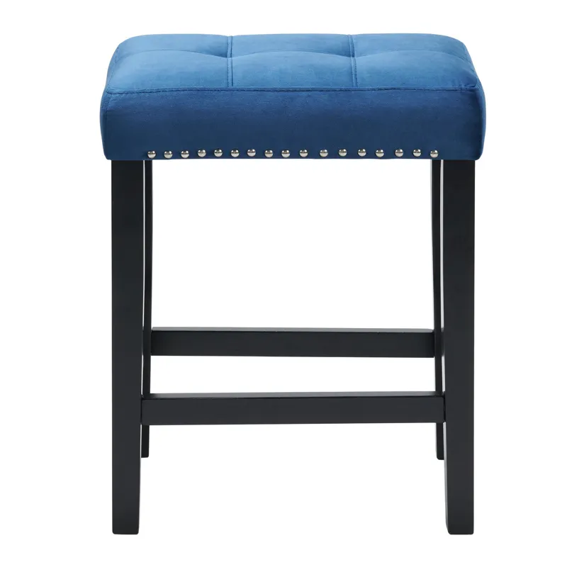 Marco Bar Table Set Single Pack in White Top (Table + 3 Stool in Blue Velvet)