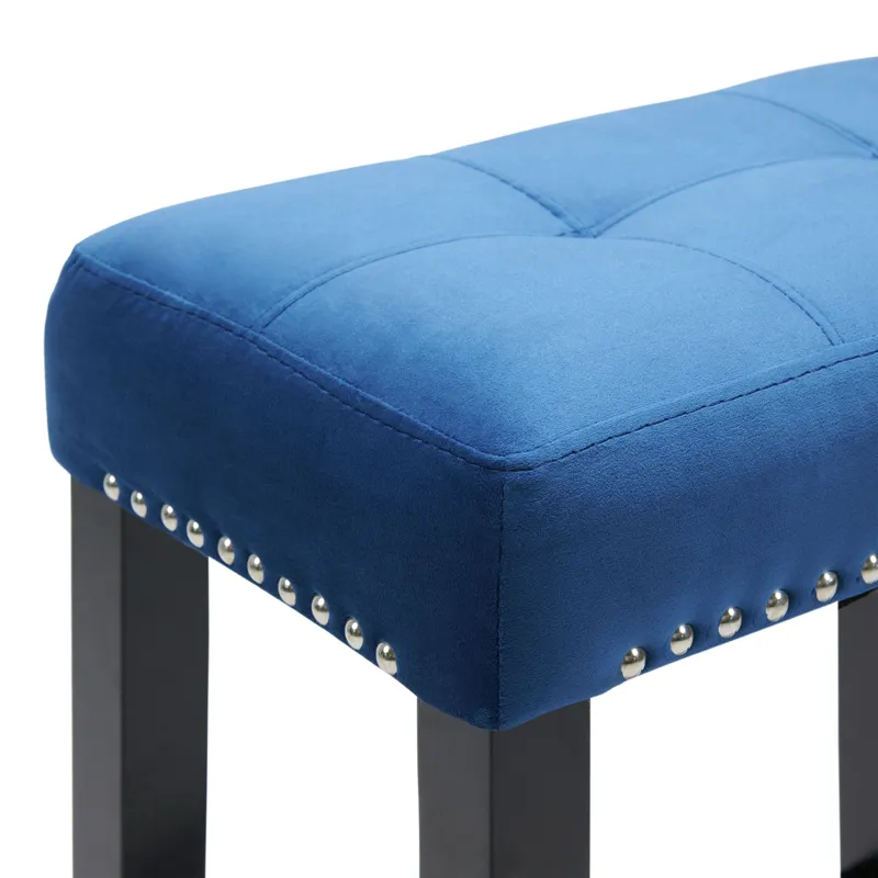 Marco Bar Table Set Single Pack in White Top (Table + 3 Stool in Blue Velvet)
