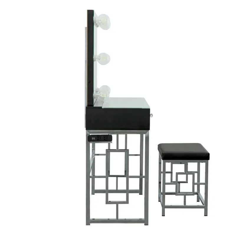 Margo Dressing Table W/ Power / Mirror / Stool & Light