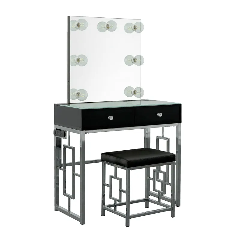 Margo Dressing Table W/ Power / Mirror / Stool & Light