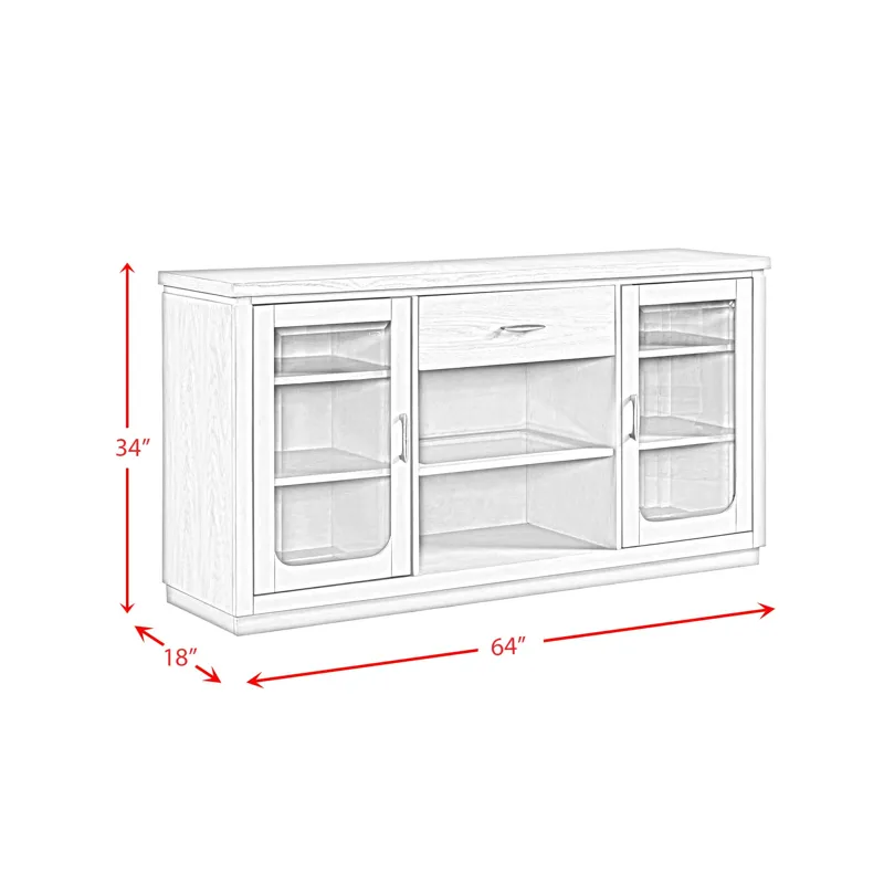 Marly Server W/ Glass Door & LED Light in Grey