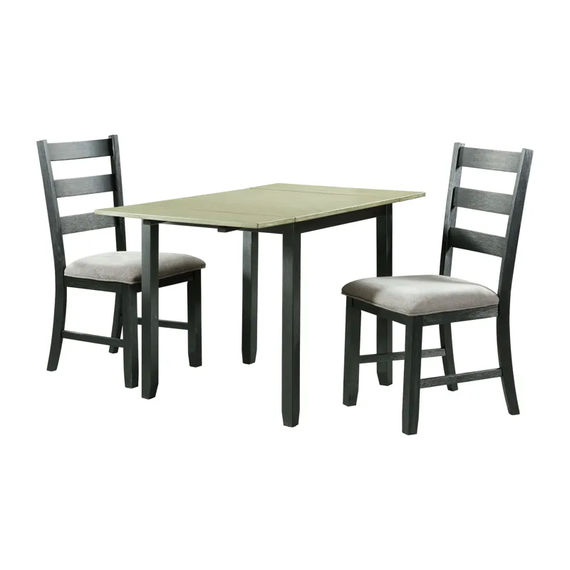 Martin 3 pc Drop Leaf Dining Set (Black Base)