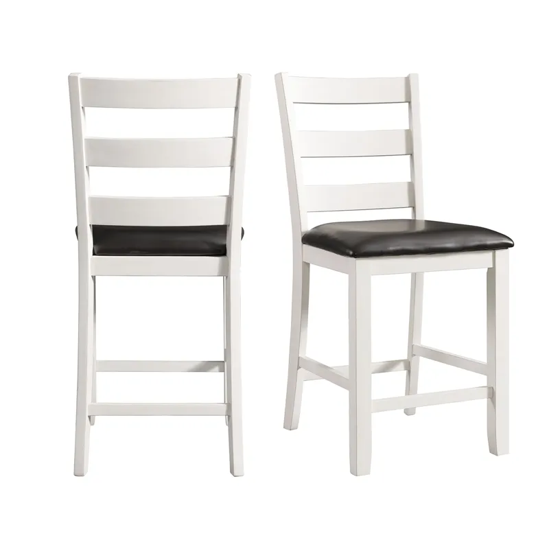 Martin Counter Side Chair with Black PU - White Finish (2 Per Carton)