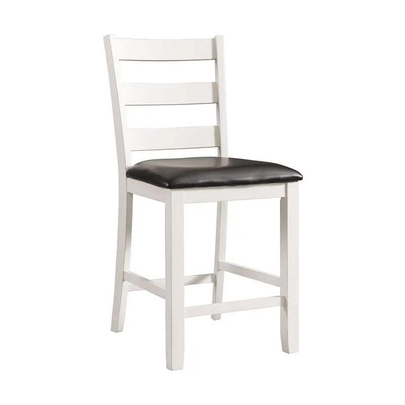 Martin Counter Side Chair with Black PU - White Finish (2 Per Carton)