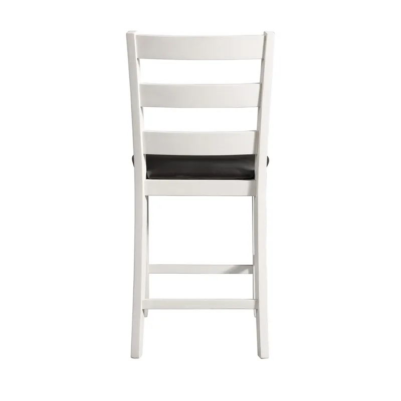 Martin Counter Side Chair with Black PU - White Finish (2 Per Carton)