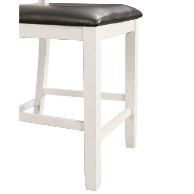 Martin Counter Side Chair with Black PU - White Finish (2 Per Carton)