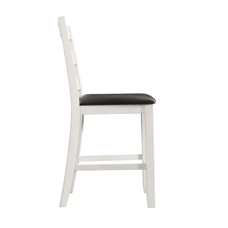 Martin Counter Side Chair with Black PU - White Finish (2 Per Carton)