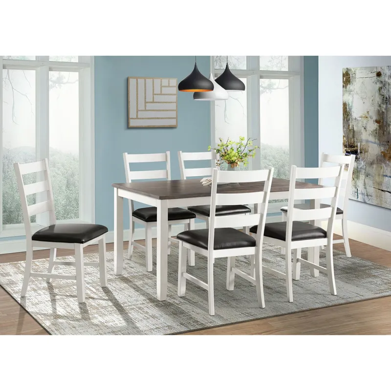 Martin Dining Side Chair with Black PU - White Finish  (2 Per Carton)