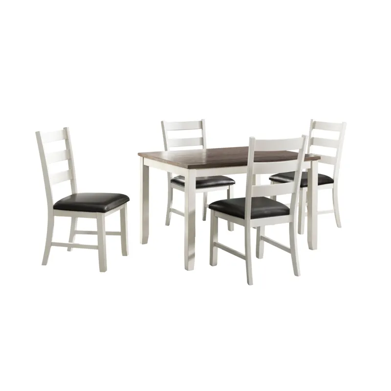 Martin 5 Pc Dining set (Dark Brown Top - White Base)