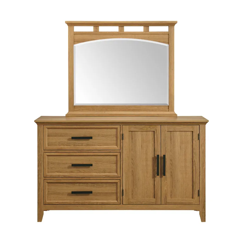 Matias Bedroom Set with Twin Headboard, Dresser, Mirror & Nightstand in Brown