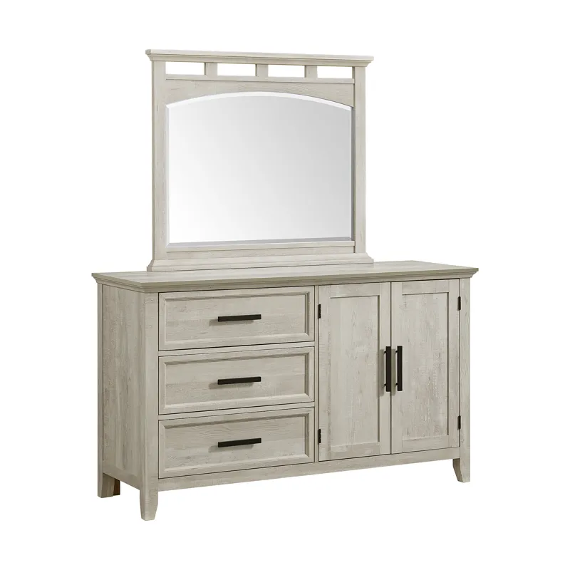 Matias Bedroom Set with Twin Headboard, Dresser, Mirror & Nightstand in White