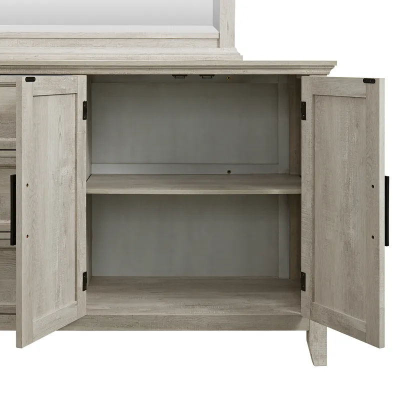 Matias Bedroom Set with Twin Headboard, Dresser, Mirror & Nightstand in White