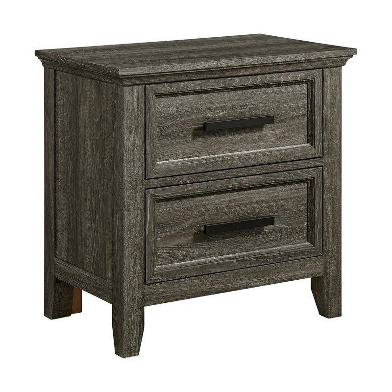 Matias Bedroom Set with Twin Headboard, Dresser, Mirror & Nightstand in Mocha Grey