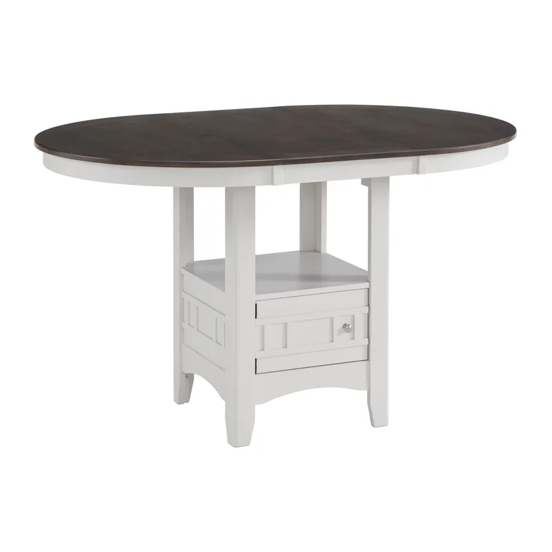 Max Pub Table with Brown Top in White