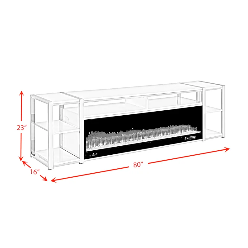 Midway 80\" TV Console with Firelight in White