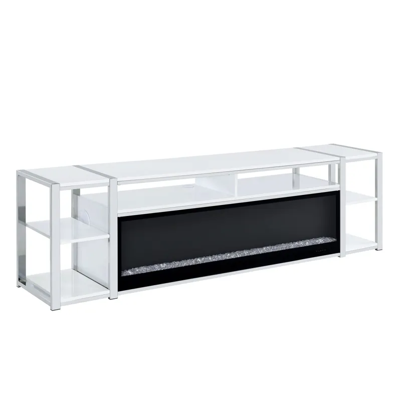 Midway 80\" TV Console with Firelight in White