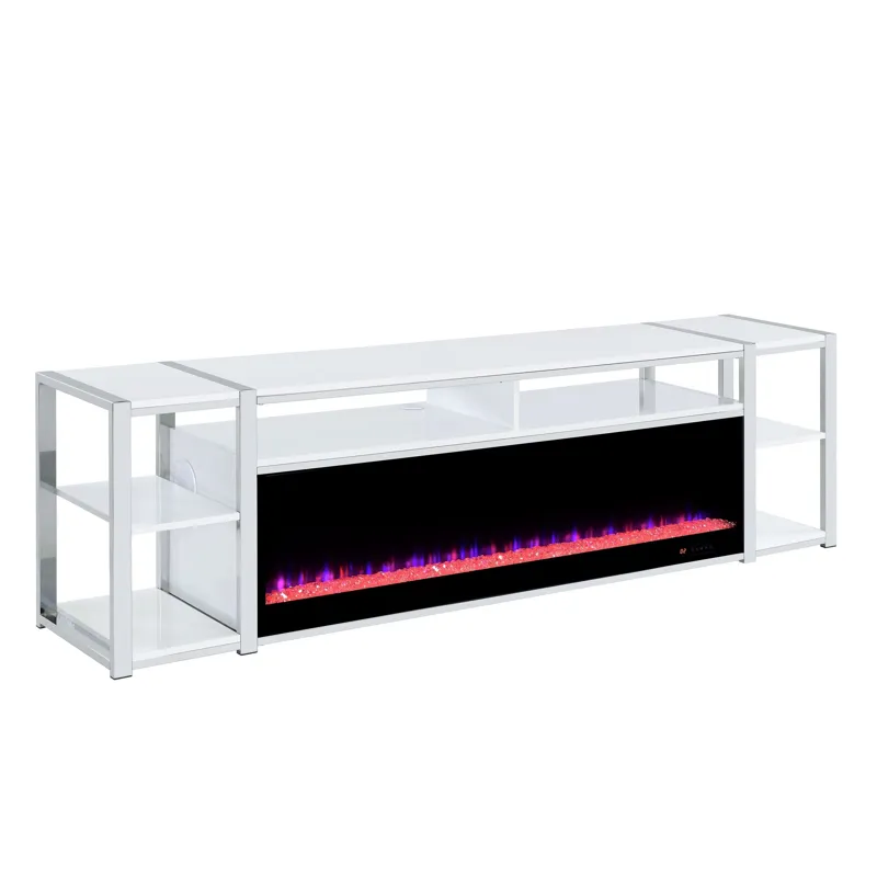 Midway 80\" TV Console with Firelight in White
