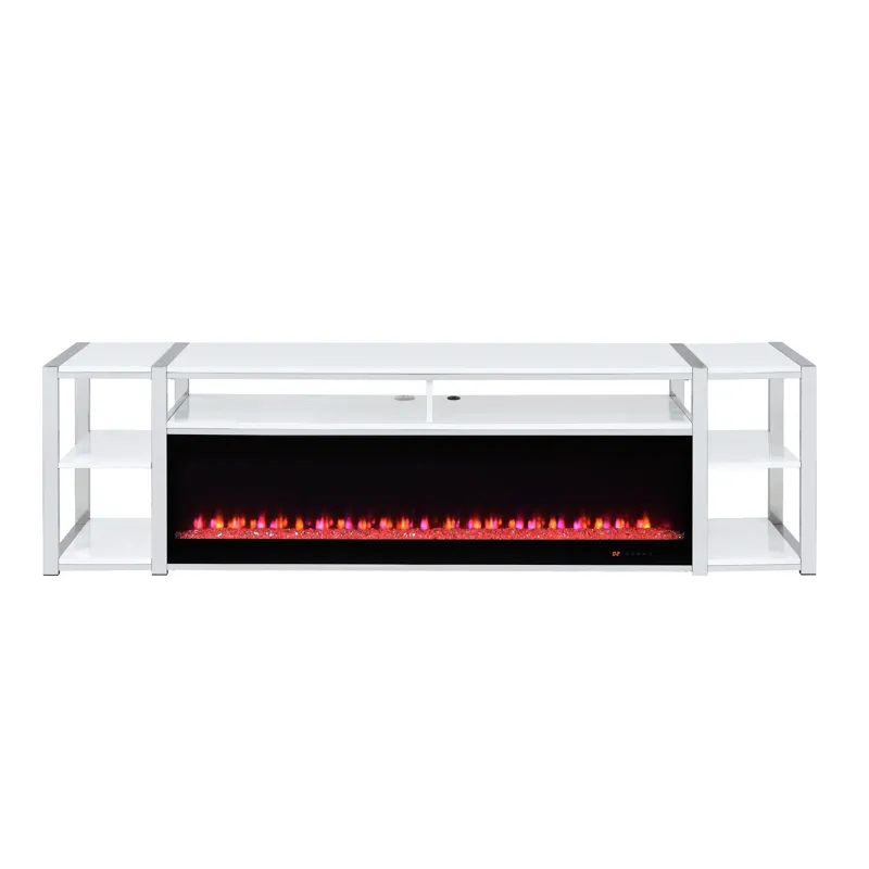 Midway 80\" TV Console with Firelight in White