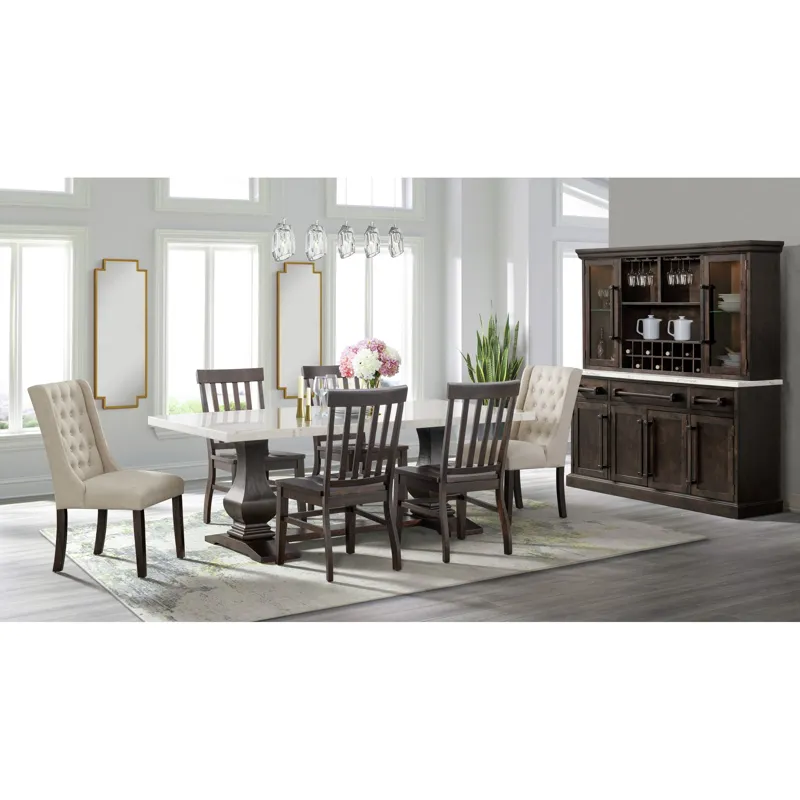 Monticello White Marble Buffet in Dark