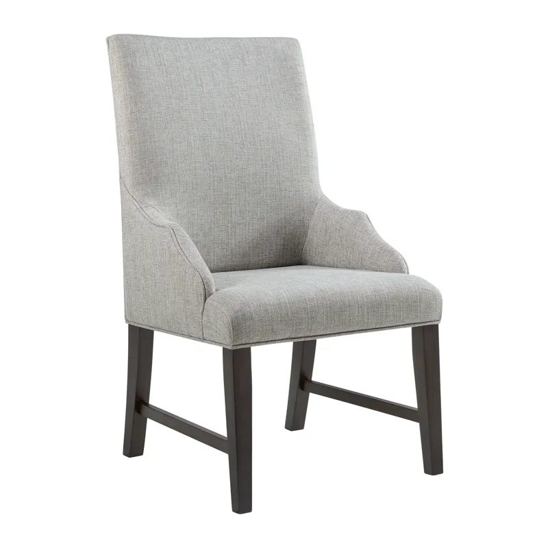 Montrose Dining Host Chair with Light Grey Fabric in Espresso