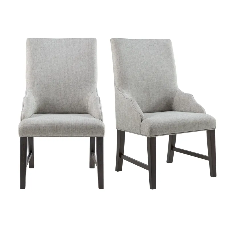 Montrose Dining Host Chair with Light Grey Fabric in Espresso
