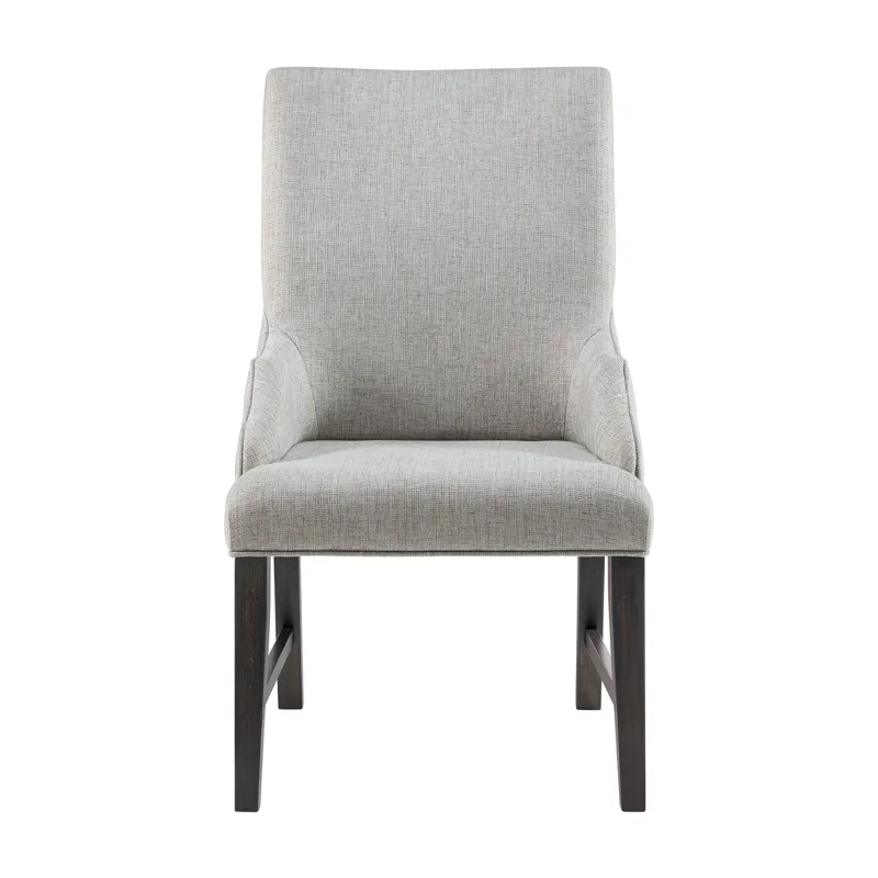 Montrose Dining Host Chair with Light Grey Fabric in Espresso