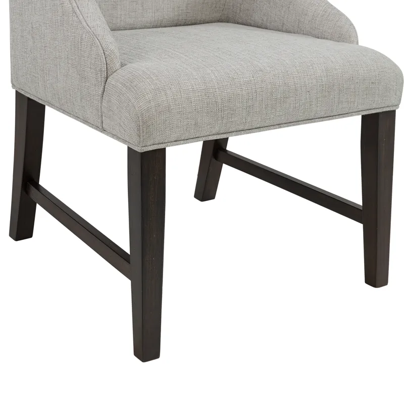 Montrose Dining Host Chair with Light Grey Fabric in Espresso