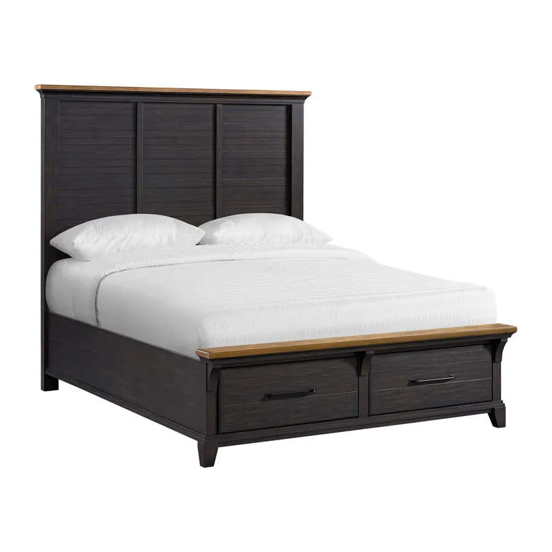 Montrose Queen Storage Bed in Espresso & Brown