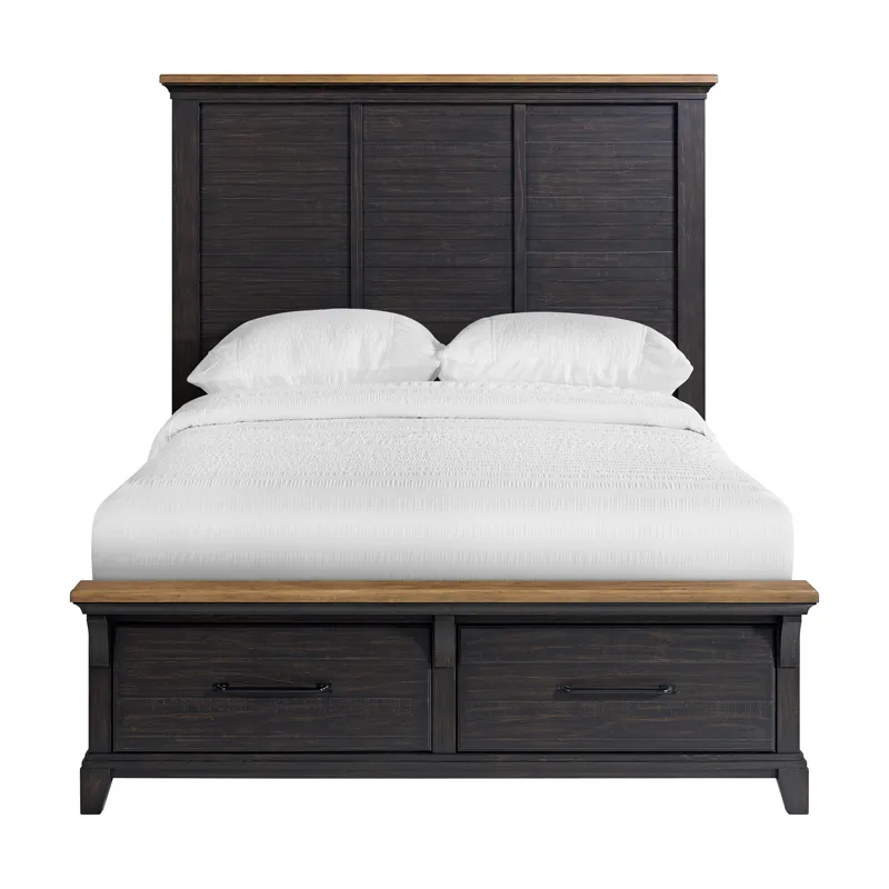 Montrose Queen Storage Bed in Espresso & Brown