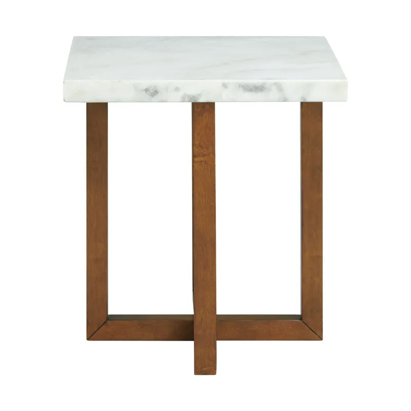 Morris End Table in Espresso W/White Marble Top