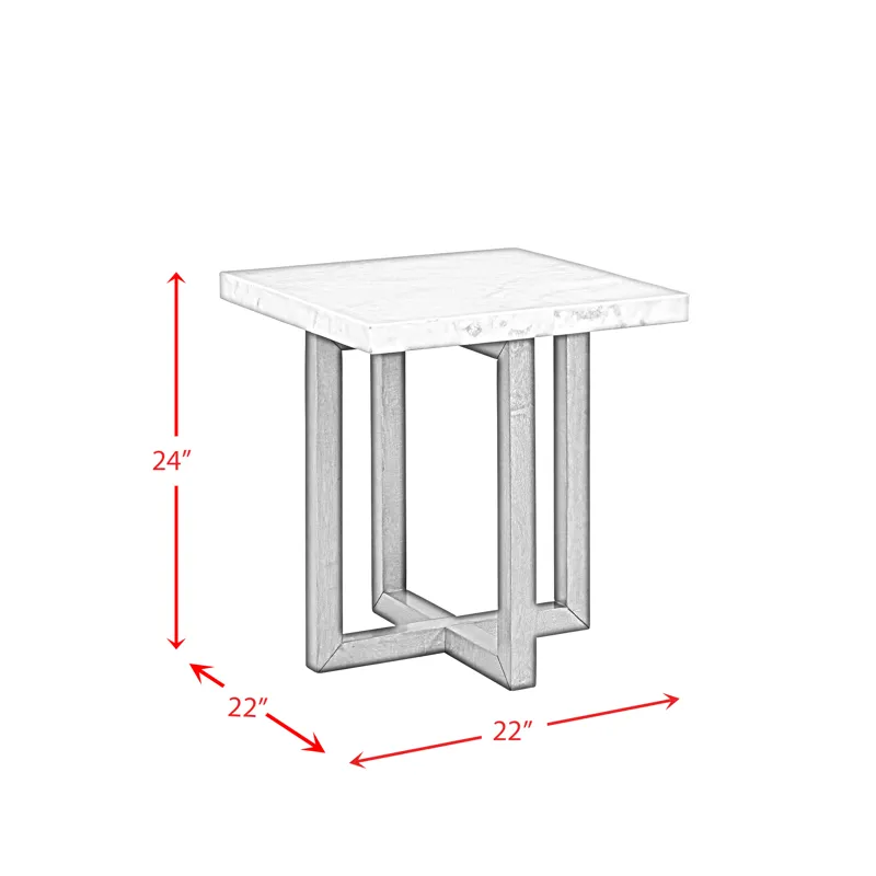 Morris End Table in Espresso W/White Marble Top