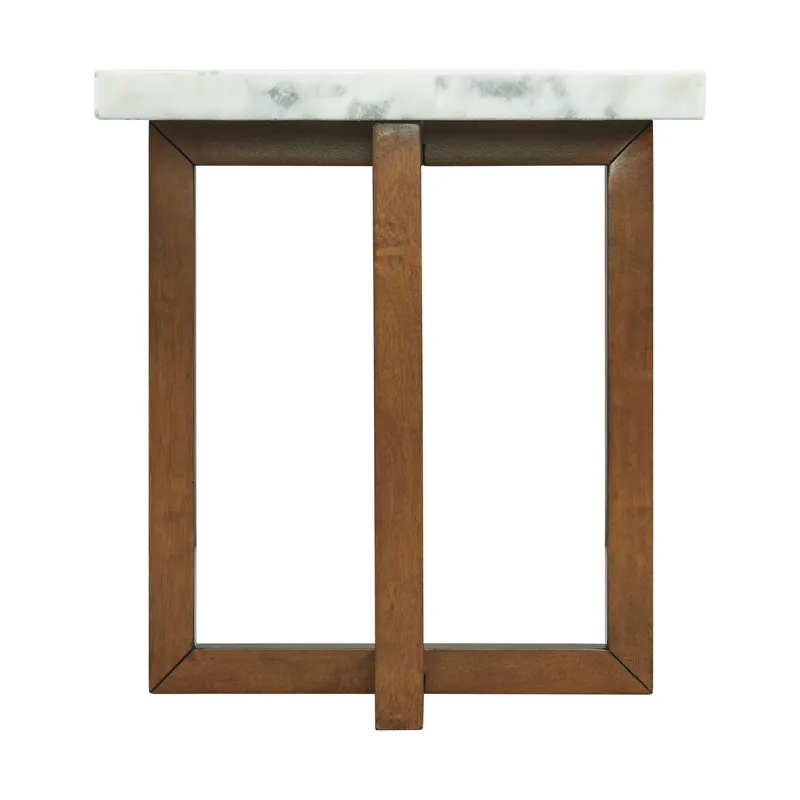 Morris End Table in Espresso W/White Marble Top