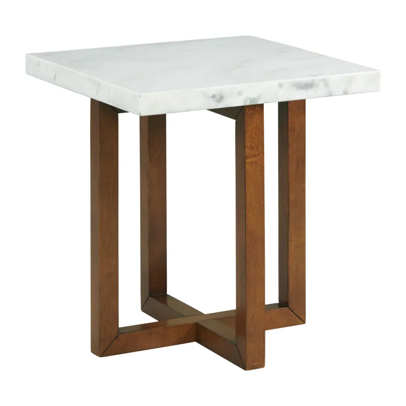Morris End Table in Espresso W/White Marble Top