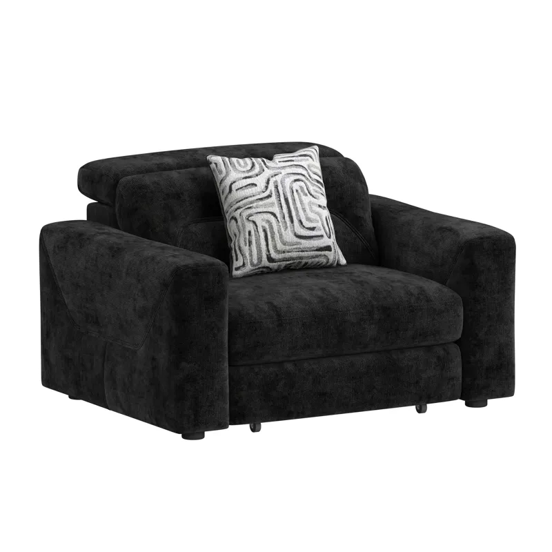 Murano 2 Arm Larger Slider Recliner with Manual Headrest, 1 Pillow 23” in Liberty Black