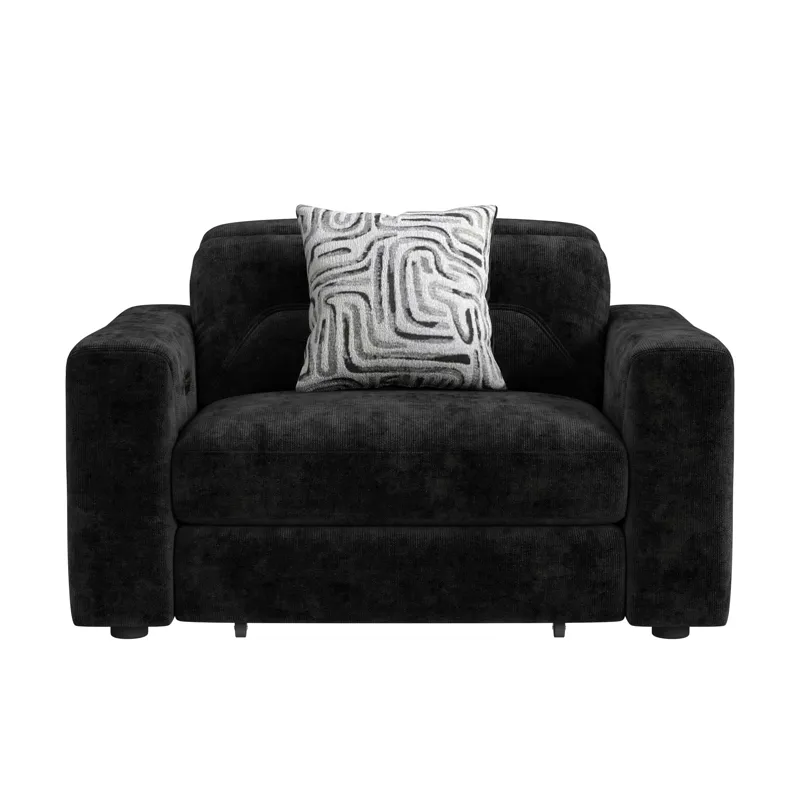 Murano 2 Arm Larger Slider Recliner with Manual Headrest, 1 Pillow 23” in Liberty Black