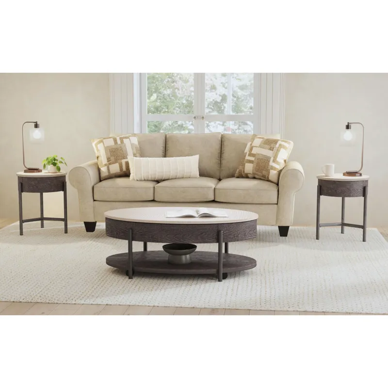 Nica Lift Top Coffee Table in White and Brown