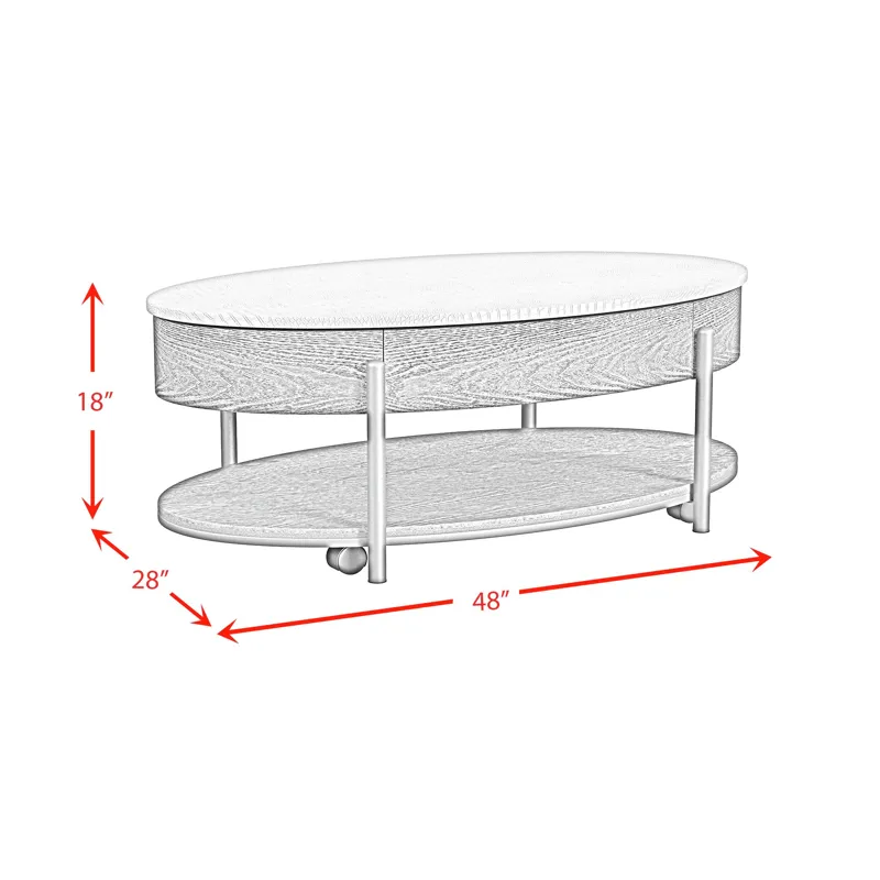 Nica Lift Top Coffee Table in White and Brown