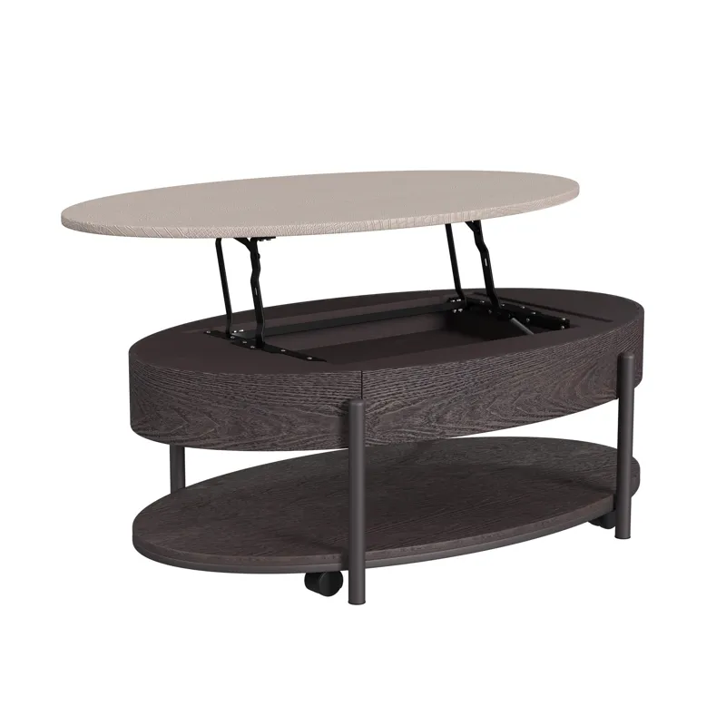 Nica Lift Top Coffee Table in White and Brown