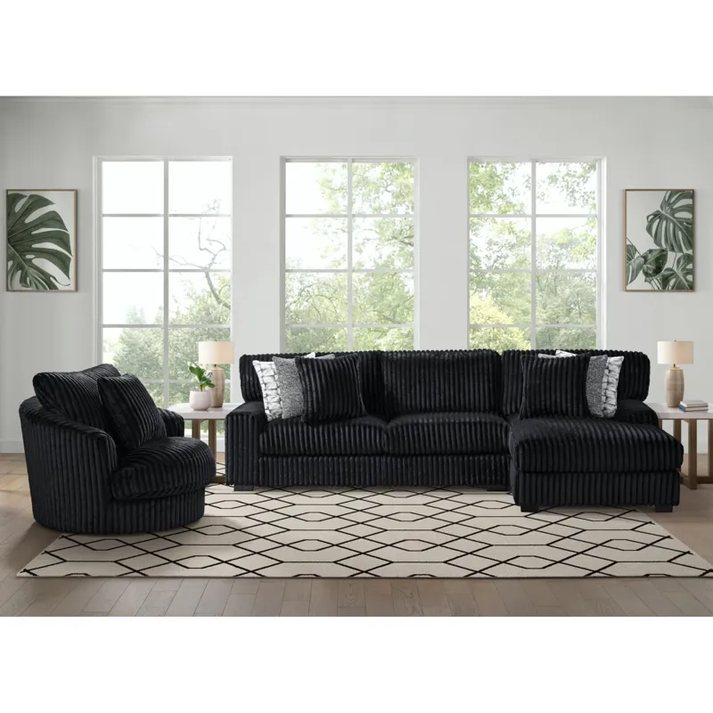 Arizona Swivel Chair with 1 Pillow 20” in Grand Cord Black
