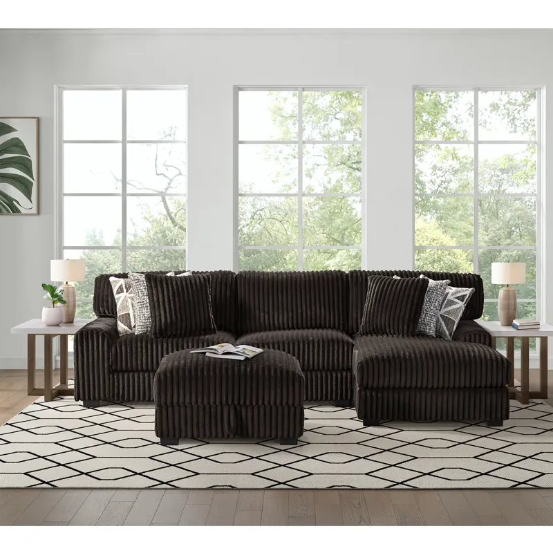Nightfall Storage Ottoman in Grand Cord Espresso