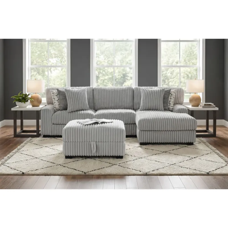 Nightfall Storage Ottoman in Grand Cord Light Grey